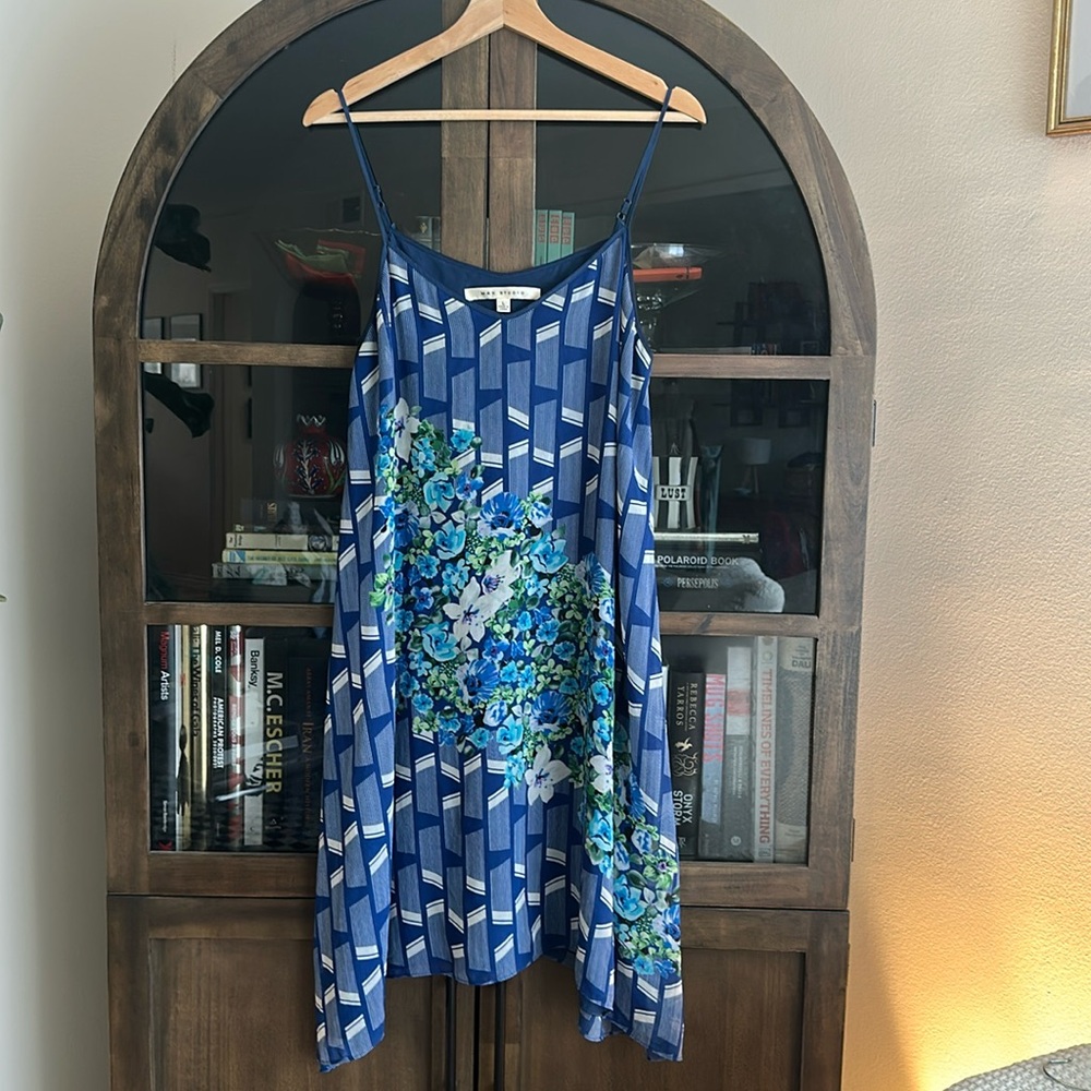 Max Studio Blue White Floral Midi Dress